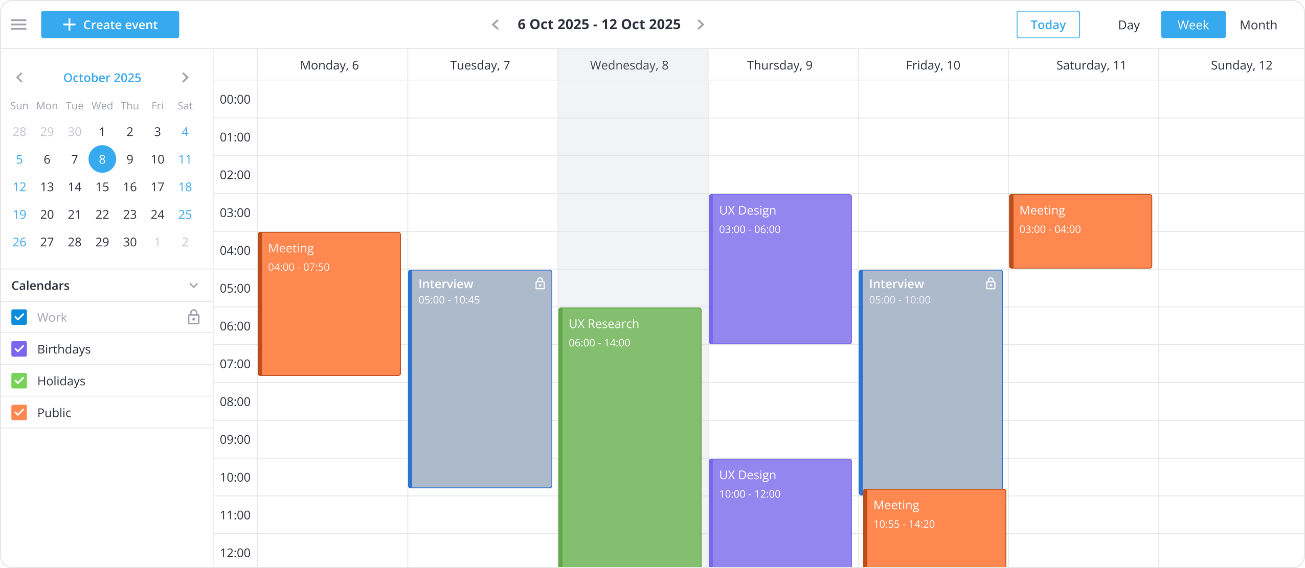 svar calendar widget