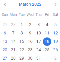 Calendar without buttons